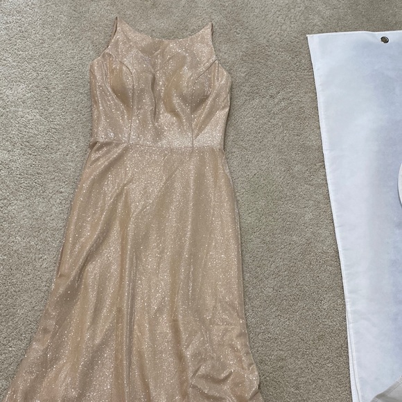 Gold fit and flare gown - Picture 1 of 10